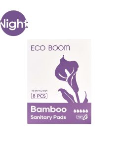 ECO BOOM Bamboo Sanitary Pads - Night (360mm, 8 Pads Per Pack)