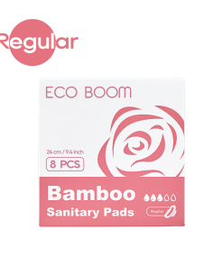 ECO BOOM Bamboo Sanitary Pads – Regular (240mm, 8 Pads Per Pack)