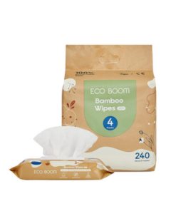 ECO BOOM Biodegradable Bamboo Viscose Wet Wipes, 240 Wipes (Pack of 60 x 4)