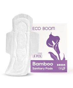 ECO BOOM Sanitary Pads for Women, Bamboo Viscose, Chlorine and Fragrance Free, with Wings (Night)