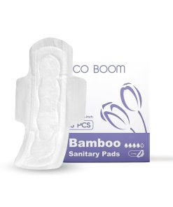 ECO BOOM Sanitary Pads for Women, Bamboo Viscose, Chlorine and Fragrance Free, with Wings (Long)