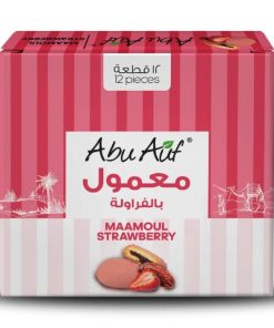 Abu Auf Maamoul Stuffed With Medjoul Dates and Coated with Strawberry Chocolate, 12 Pieces