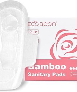 ECO BOOM Bamboo Sanitary Pads for Women 8 Count Regular Absorbency Unscented Free from Chlorine Bleaching eco Sanitary Napkins Organic with Wings