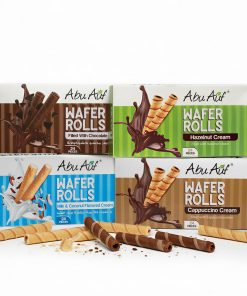 Abu Auf Wafer Rolls Bundle Pack - Mixed Flavours Milk & Chocolate, Hazelnut, Chocolate and Cappuccino, Crispy Wafer Snacks - 24 Pieces per Pack, Total 4 Packs