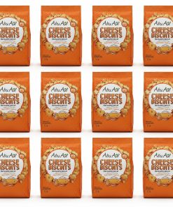 Abu Auf Fish Shaped Cheese Biscuits - Baked Savoury Cheese Snack Biscuits, Crunchy Treats for Kids and Family Sharing - 80g Each Pack, Box of 12