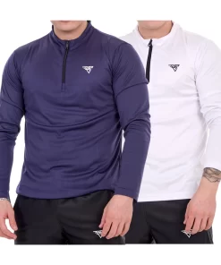 BOOM Athletic Zip-Up T-Shirt | Quick Dry | Unisex | Long Sleeve | Pack of 2