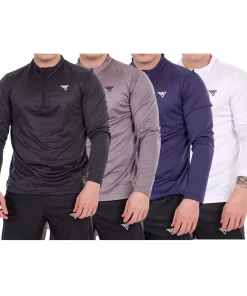 BOOM Athletic Zip-Up T-Shirt | Quick Dry | Unisex | Long Sleeve | Pack of 4